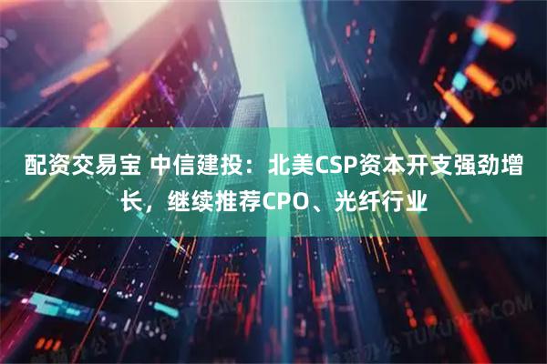 配资交易宝 中信建投：北美CSP资本开支强劲增长，继续推荐CPO、光纤行业