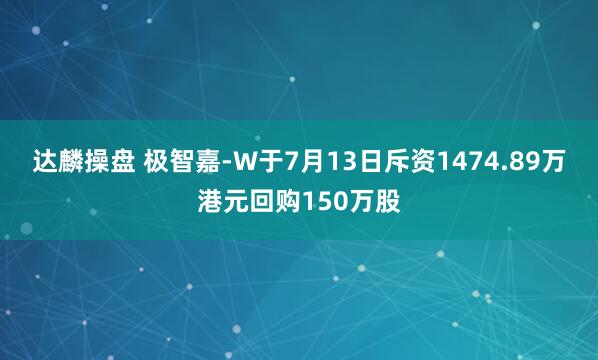 达麟操盘 极智嘉-W于7月13日斥资1474.89万港元回购150万股